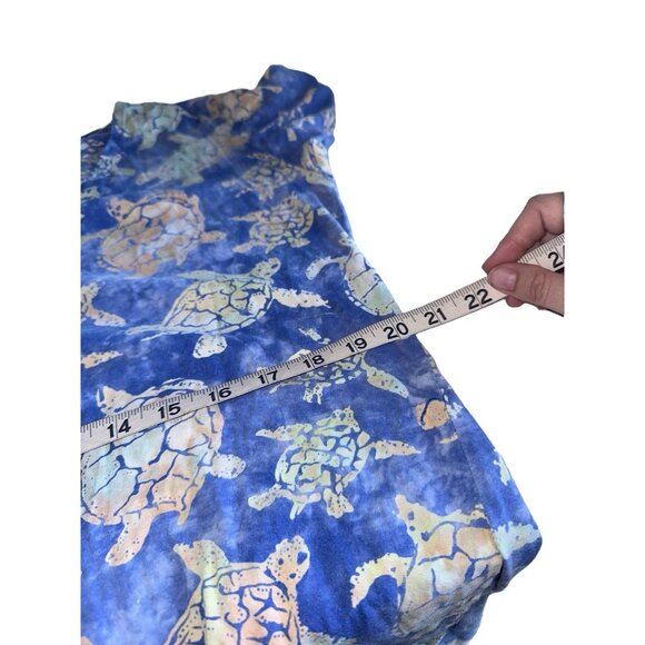 Vintage Rum Reggae Womens Short Sleeve Mini Dress Sz M Blue Green Sea Turtle - Picture 6 of 7